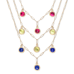 10K Semi-Precious Three Stone Drop Necklace in Pink Sapphire Necklace Page Sargisson 