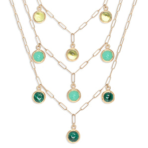 10K Semi-Precious Three Stone Drop Necklace in Chrysoprase Necklace Page Sargisson 