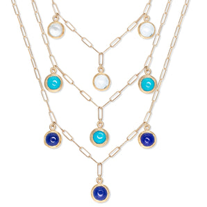 10K Semi-Precious Three Stone Drop Necklace in Turquoise Necklace Page Sargisson 