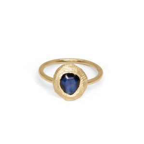 18K Freeform Small Solitaire Ring in Dark Blue Sapphire Rings Page Sargisson 