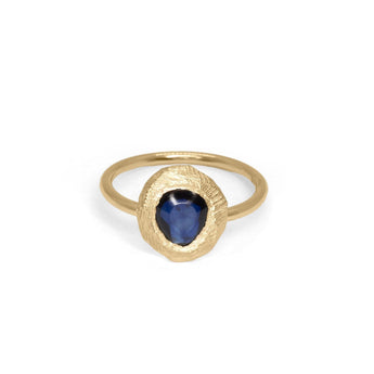 18K Freeform Small Solitaire Ring in Dark Blue Sapphire Rings Page Sargisson 