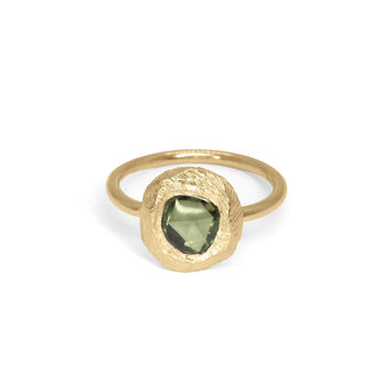 18K Freeform Small Solitaire Ring in Dark Green Sapphire Rings Page Sargisson 