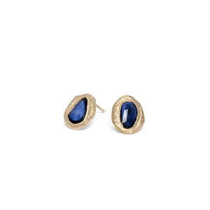 18K Freeform Stud Earring in Dark Blue Sapphire Earrings Page Sargisson 