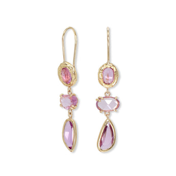 18K Triple Drop Earring in Pink Sapphire Earrings Page Sargisson 