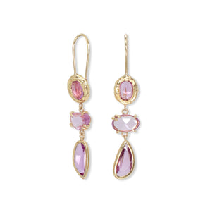18K Triple Drop Earring in Pink Sapphire Earrings Page Sargisson 