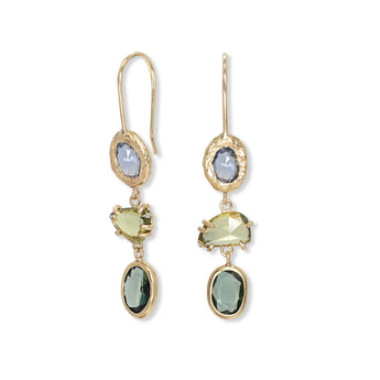 18K Triple Drop Earring in Cool Rainbow Sapphires Earrings Page Sargisson 
