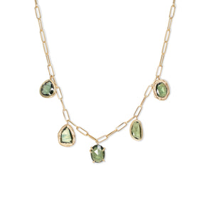 18K Five Stone Necklace in Green Sapphire Necklace Page Sargisson 
