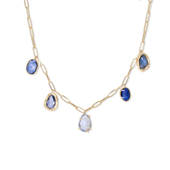 18K Five Stone Necklace in Blue Sapphire Necklace Page Sargisson 