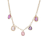 18K Five Stone Necklace in Pink Sapphire Necklace Page Sargisson 