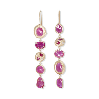 18K Five Drop Geometric Earrings In Ruby Earrings Page Sargisson 