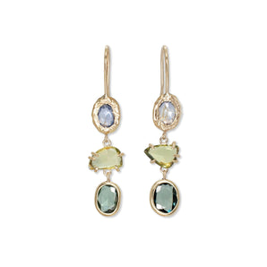 18K Triple Drop Earring in Cool Rainbow Sapphires Earrings Page Sargisson 