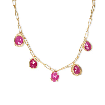 18K Five Stone Necklace in Ruby Necklace Page Sargisson 