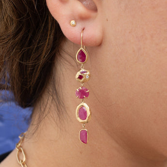 18K Five Drop Geometric Earrings In Ruby Earrings Page Sargisson 