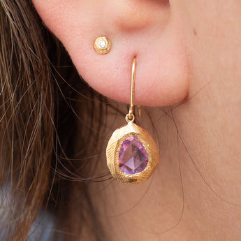 18K Freeform Drop Earring in Vivid Pink Sapphire Earrings Page Sargisson 