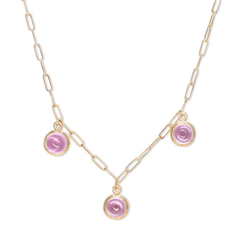10K Semi-Precious Three Stone Drop Necklace in Pink Sapphire Necklace Page Sargisson 