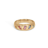 18K Geometric Mixed Band in Rainbow Sapphires Hidden Page Sargisson 
