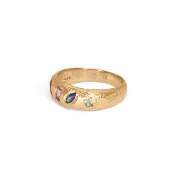 18K Geometric Mixed Band in Rainbow Sapphires Hidden Page Sargisson 
