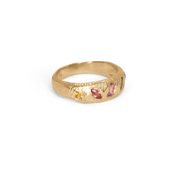 18K Geometric Mixed Band in Rainbow Sapphires Hidden Page Sargisson 
