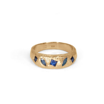 18K Geometric Mixed Band in Blue Sapphires Rings Page Sargisson 