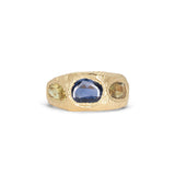 18K Three Stone Ring in Dark Blue and Yellow Sapphire Rings Page Sargisson 