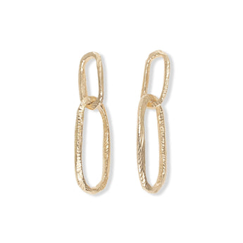 18K Carved Paperclip Drop Earrings Earrings Page Sargisson 