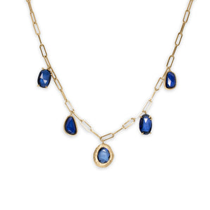 18K Five Stone Necklace in Blue Sapphire Necklace Page Sargisson 