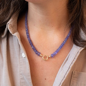 18K Beaded Strand with Diamond Caps in Tanzanite Page Sargisson 
