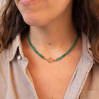 18k Strand Necklace in Emerald with Charm Holder Necklace Page Sargisson 