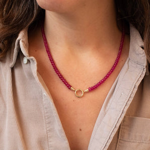 18K Beaded Strand with Diamond Caps in Ruby Page Sargisson 