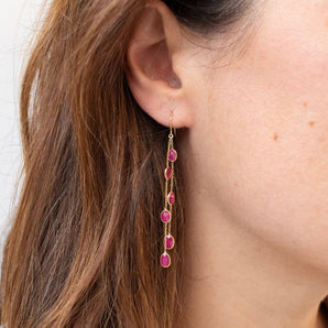 18K Multi Drop Ruby Earrings Earrings Sarraf Jewelers 