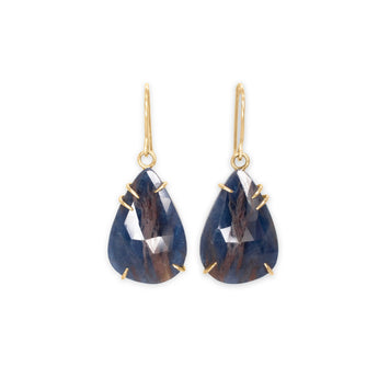 18K Faceted Brown and Blue Sapphire Prong Earrings Earrings Page Sargisson 