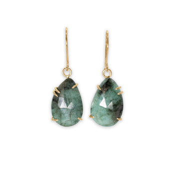 18K Faceted Emerald Prong Earrings Earrings Page Sargisson 