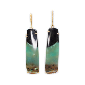 18K Long Smooth Petrified Opal Prong Earrings Earrings Page Sargisson 