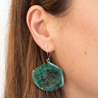 18K Faceted Emerald Prong Earrings LG Earrings Page Sargisson 