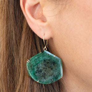 18K Faceted Emerald Prong Earrings LG Earrings Page Sargisson 