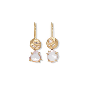 18K Geometric Rustic Diamond and Sapphire Drop Earrings Earrings Page Sargisson 