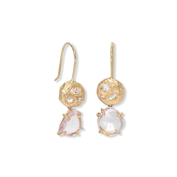 18K Geometric Rustic Diamond and Sapphire Drop Earrings Earrings Page Sargisson 