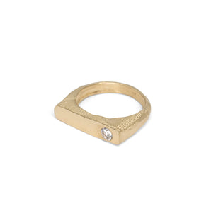 18K Elongated Diamond Signet Ring Rings Page Sargisson 