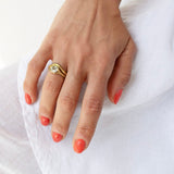 18K Carved Signet Engagement Ring with 0.88CT Antique Cushion Diamond Engagement Ring Page Sargisson 