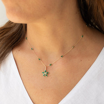 14K Flower Charm with Emeralds Necklaces Page Sargisson 