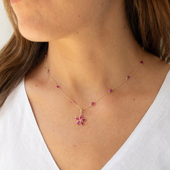 14K Flower Charm with Rubies Necklaces Page Sargisson 