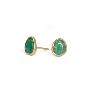 18K Freeform Smooth Stud Earrings - Emerald Earrings Page Sargisson 