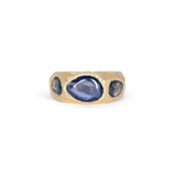 18K Three Stone Ring in Light and Dark Blue Sapphires Rings Page Sargisson 