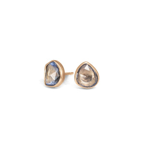 18K Freeform Smooth Stud Earrings - Light Blue Sapphire Earrings Page Sargisson 