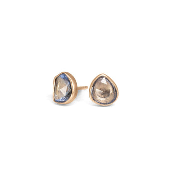 18K Freeform Smooth Stud Earrings - Light Blue Sapphire Earrings Page Sargisson 