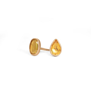 18K Freeform Smooth Stud Earrings - Yellow Sapphire Earrings Page Sargisson 
