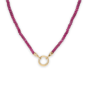 18K Beaded Chain Necklace with Diamond Caps in Opaque Ruby Necklace Page Sargisson 