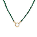 18K Beaded Chain Necklace with Diamond Caps in Dark Green Emerald Necklace Page Sargisson 