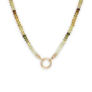 18K Beaded Chain Necklace with Diamond Caps in Green Garnet Necklace Page Sargisson 