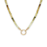 18K Beaded Chain Necklace with Diamond Caps in Green Garnet Necklace Page Sargisson 